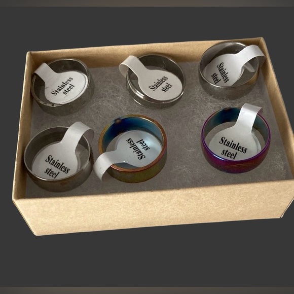 Band Rings Lot of 6 US Size 7-8 (MM) 18 Men Women Assorted Designs Rainbow NEW - Picture 10 of 10